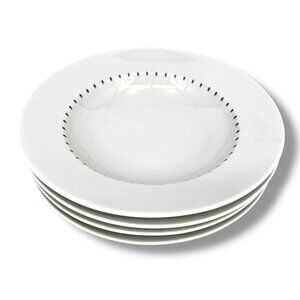 Dansk Ditto 8.5" Soup Bowls Set Of 4 Blue White Dash Pattern Microwave Safe